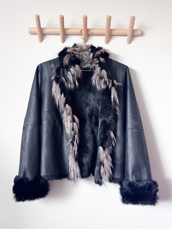 Jackets & Blazers - Women’s Black Faux Fur Trim Leather Jacket